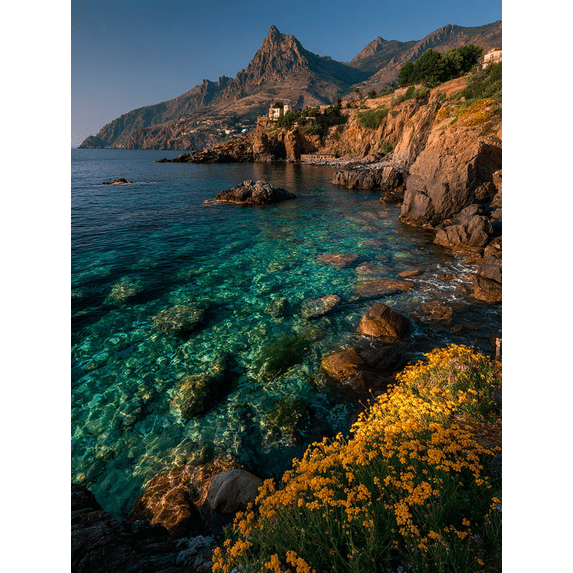 Milazzo Cape Spring Sunrise Canvas Wall Art, Mediterranean Seascape Print, Home Office Decor