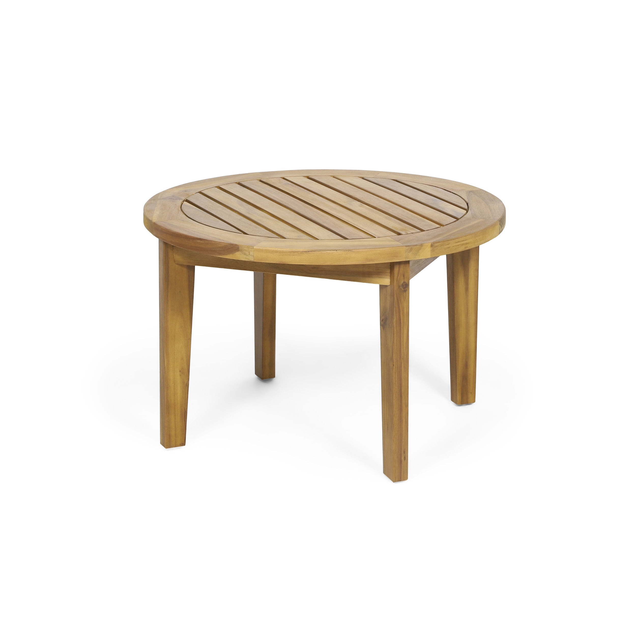 Milca Acacia Wood Outdoor Circular Coffee Table, Teak