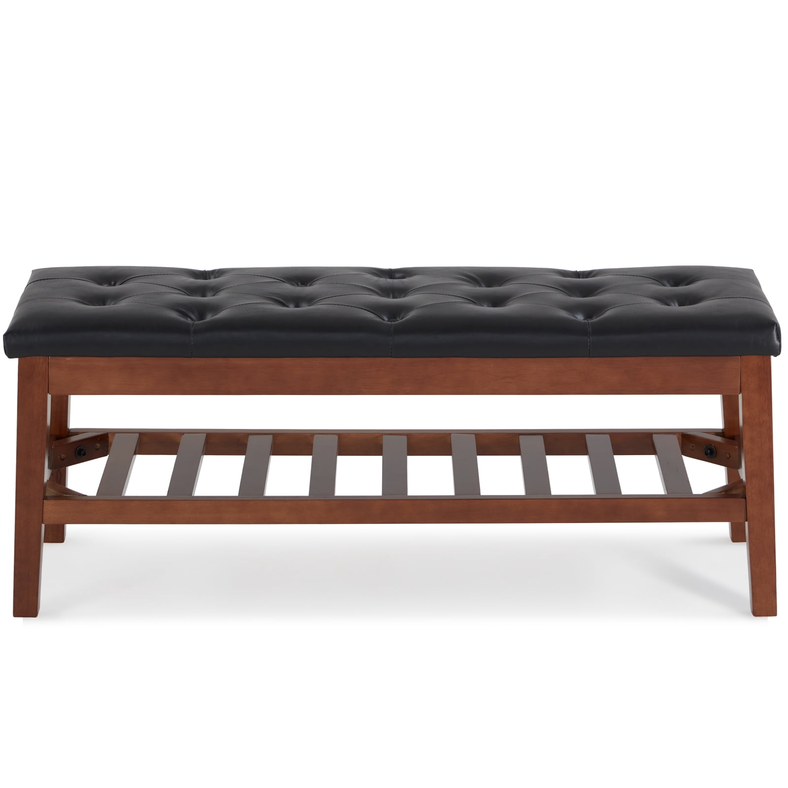 MILCIL Upholstered Bench With Storage, 47.5" – Tufted Faux Leather Ottoman For Bedroom, Entryway, End Of Bed