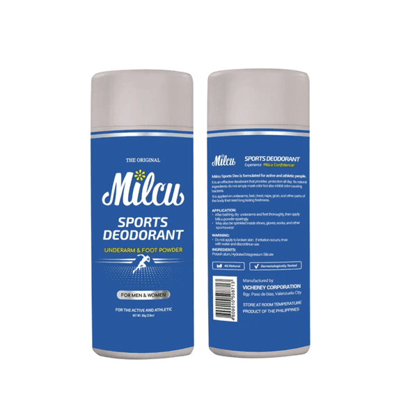 Milcu Sports Deodorant Underarm and Foot Powder Formulated for Active People 80g