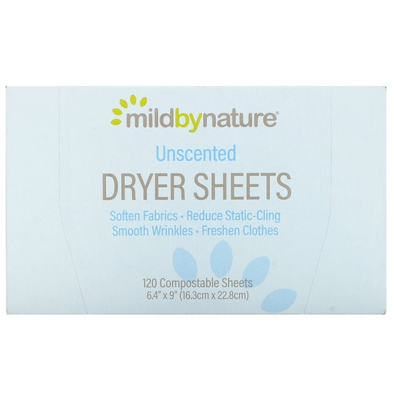 Mild By Nature Dryer Sheets Unscented 120 Compostable Sheets