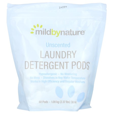 Mild By Nature Laundry Detergent Pods, Unscented, 60 Pods, 2.37 lbs (1.08 kg)