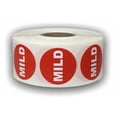 thumbnail image 1 of Mild Food Stickers | 1.125 inch (1 1/8") Round Red with White Text Adhesive Labels | 1 Roll with 1000 Labels, 1 of 1