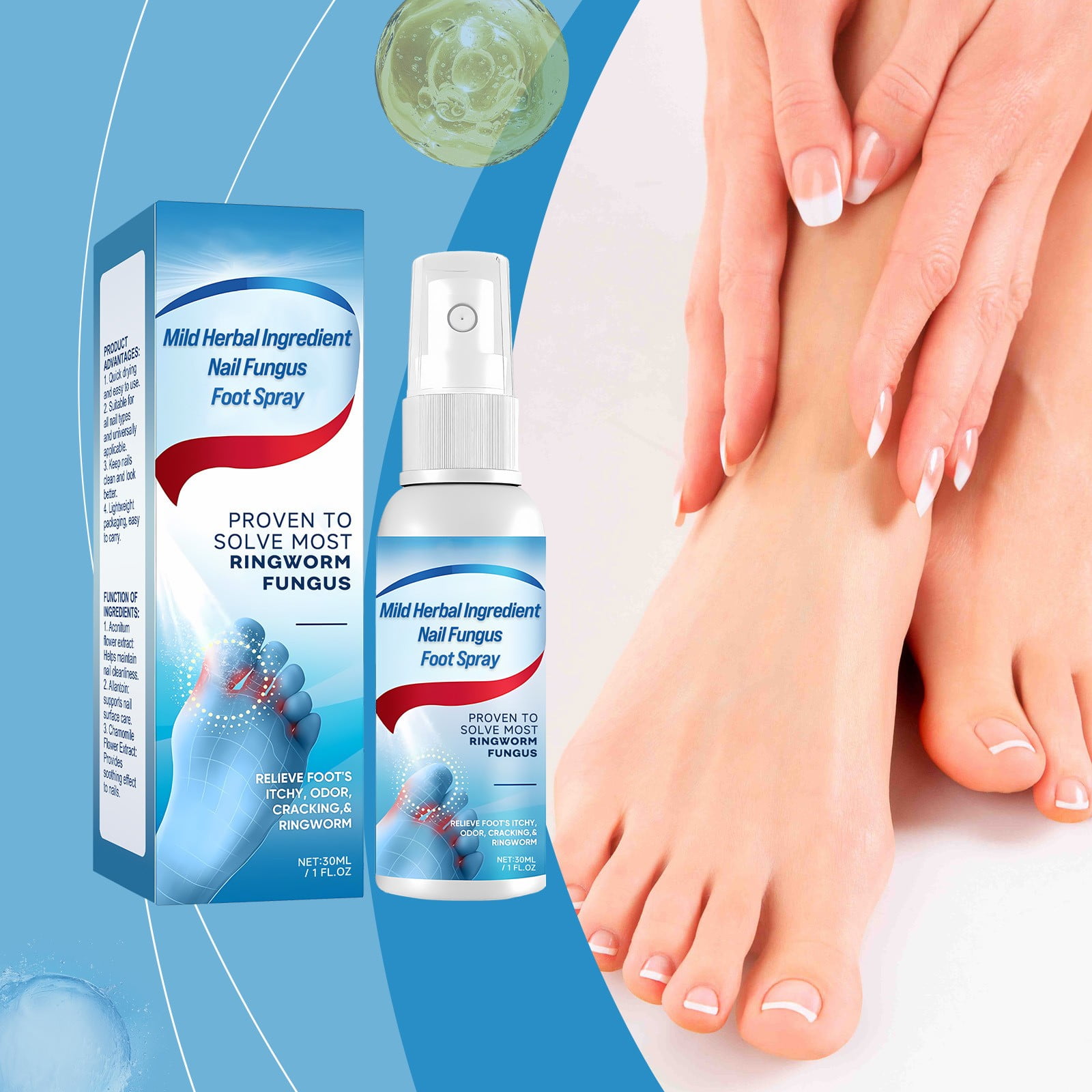 Mild Herbal Ingredient Foot Spray, AntiFungi For Feet Itchy, Sweating
