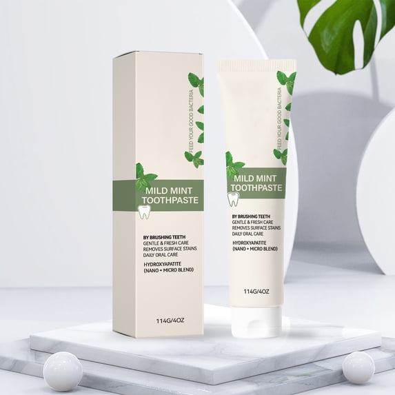 Mild Mint Toothpaste, Creamy Foam Toothpaste for Daily Oral Care, Gentle Clean Feeling Toothpaste for Sensitive Teeth, Fresh Mint Flavor for Whole Family Adults Kids, 114g Tube for Home Bathroom Use