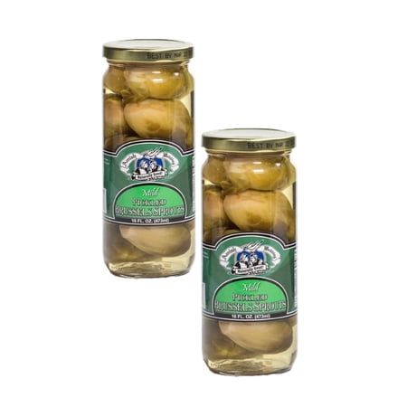Mild Pickled Brussel Sprouts, Two 16 oz Glass Jars