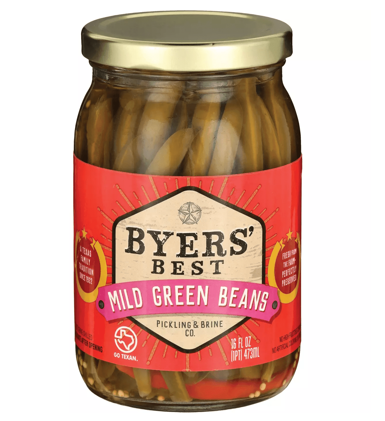 Byer's Best Mild Pickled Green Beans with Garlic and Spices - 1 (16 oz) Glass Jar