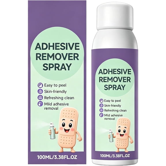 Mild Tape Adhesive Remover Spray 100ml, Instant Softening Cleaning Liquid - Skin Glue Removal Spray, Quick Drying, No-Sting Adhesive Tape Bandage Remover for Sensitive Skin (1Pcs)