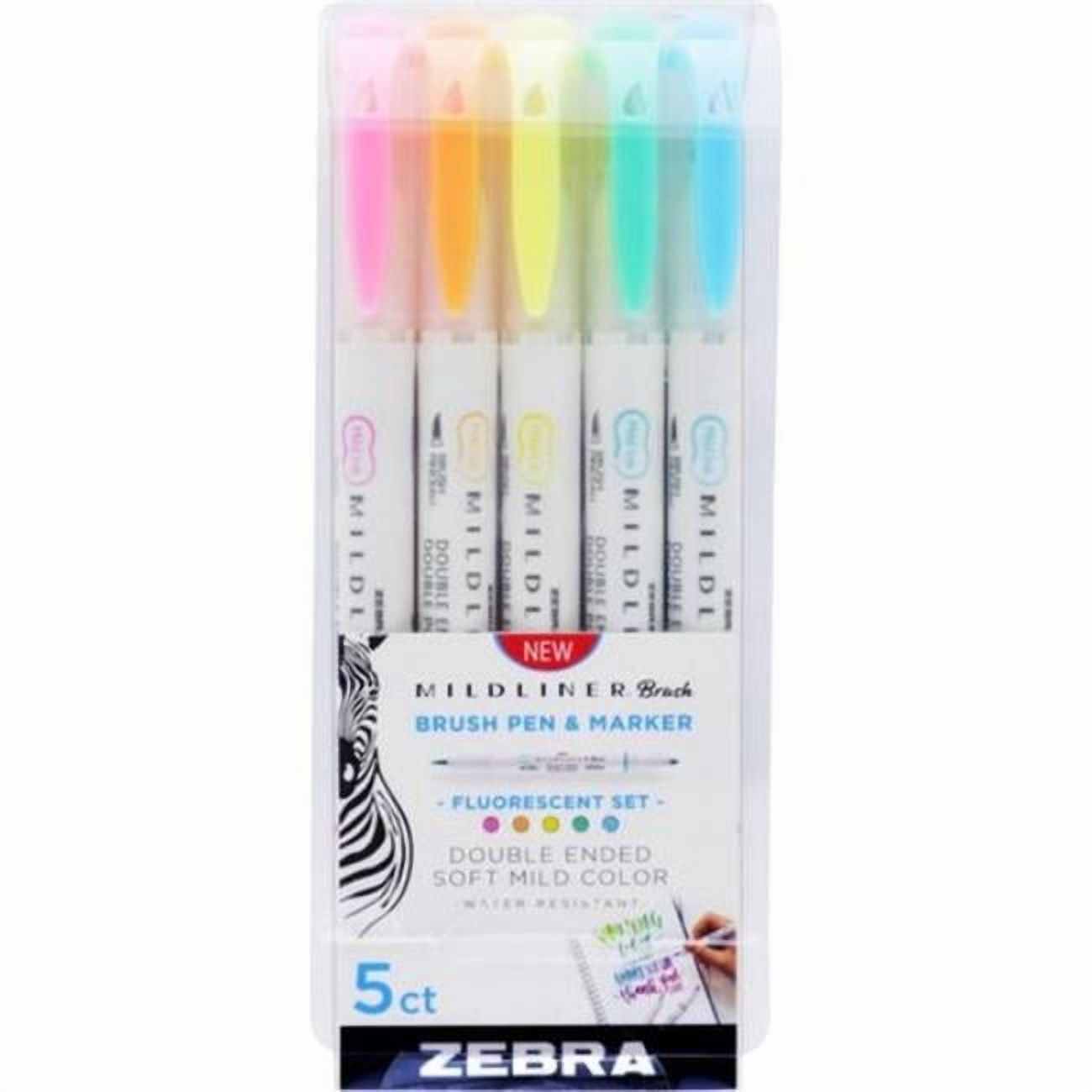 Mildliner Brush Pen & Marker Set, Assorted Color - Pack of 5