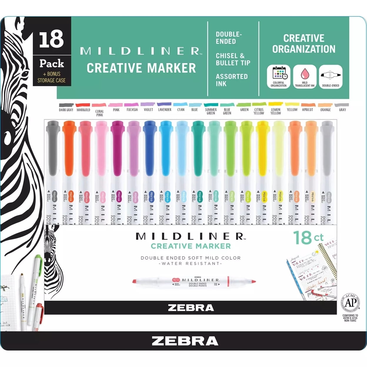 Mildliner Double Ended Highlighter Assorted 18 Count