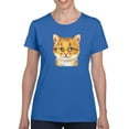 thumbnail image 1 of Mildly Happy Kitten T-Shirt Women -Kayomi Harai Designs, Female Medium, 1 of 4