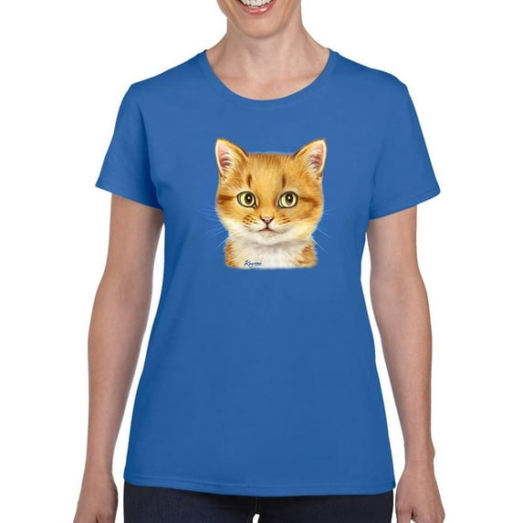 Mildly Happy Kitten T-Shirt Women -Kayomi Harai Designs, Female Medium