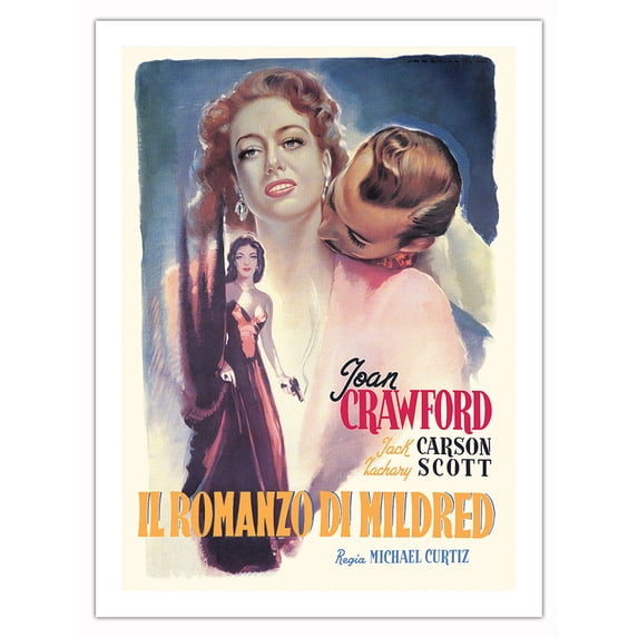 Mildred Pierce (Il Romanzo Di Mildred) - Starring Joan Crawford - Vintage Italian Film Noir Movie Poster by Luigi Martinati c.1945 - Bamboo Fine Art 290gsm Paper Print (Unframed) 24x32in