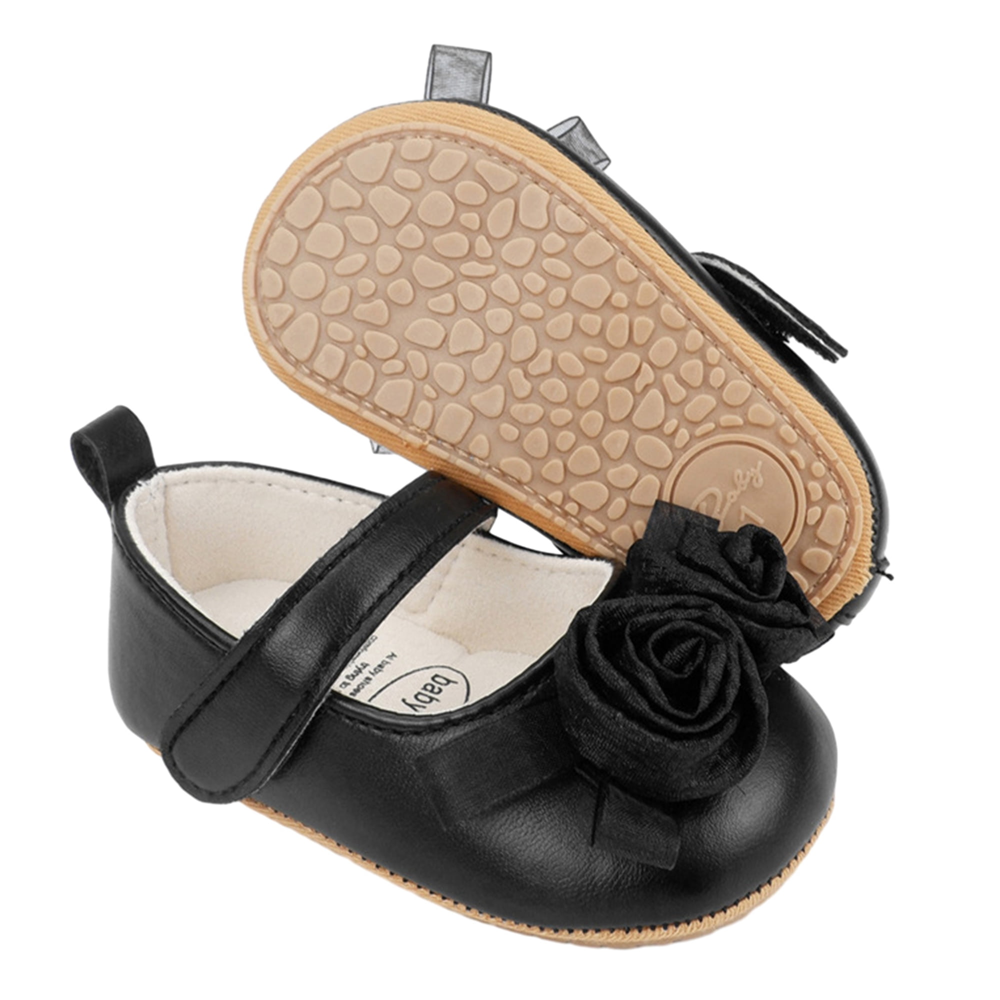 Baby Flatsy Mildsown Baby Girl Dress Flats Soft Soles Leather Flower Mary Jane ...