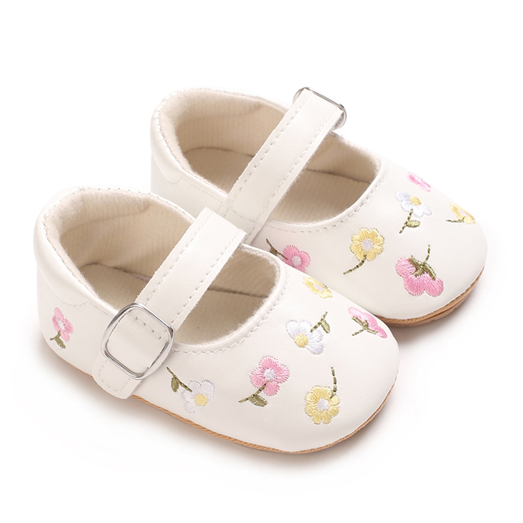 Mildsown Baby Girls Mary Jane Flats Flower Embroidered Princess Dress