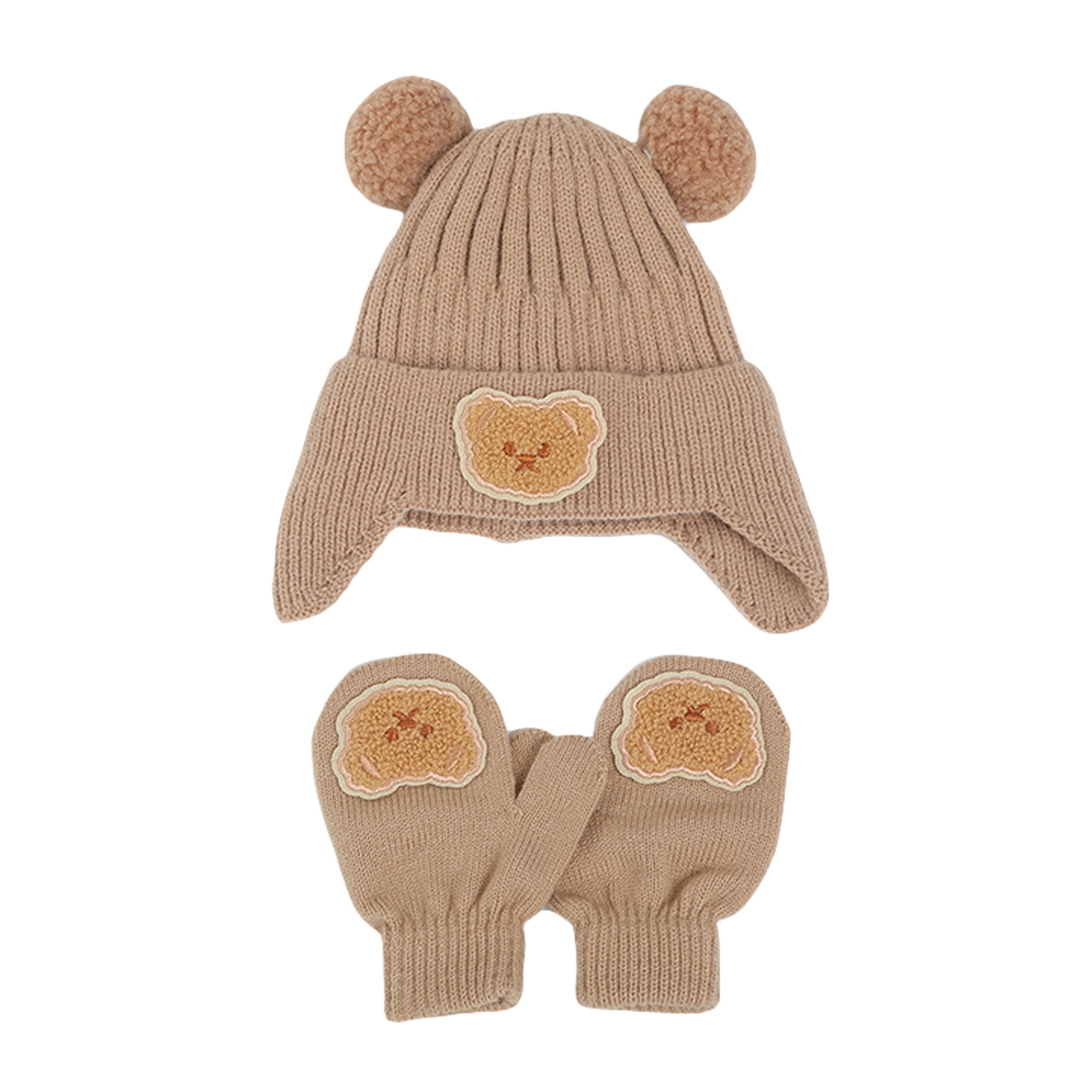 Mildsown Infant Toddler Baby Hat and Gloves Set Cartoon Bears Winter