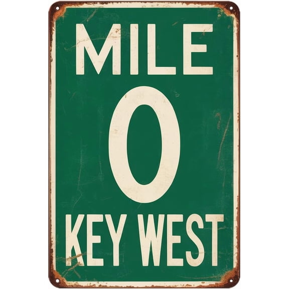 Mile 0 Key West tin sign Vintage Travel Metal Sign Suitable for outdoor decoration courtyard home Garage Bar Cafe 8 x 12 easy to hang