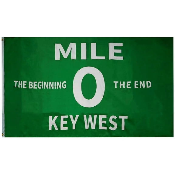 Mile 0 Zero Flag The Beginning Key West The End Green 3X5 Conch Republic Flag
