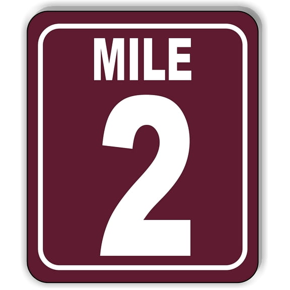 Mile 2 Distance Marker Brown Running Race 5k Marathon Aluminum Composite Sign