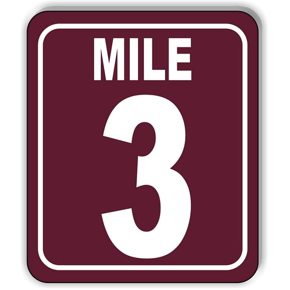 Mile 3 Distance Marker Brown Running Race 5k Marathon Aluminum Composite Sign