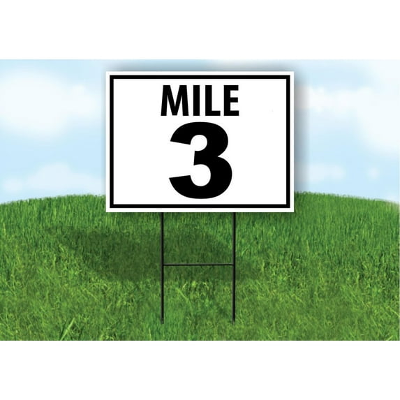 Mile 3 Distance Marker Running Race Black White Yard Sign Road Sign (Excluding Stand) SIZE: 8" x 12"