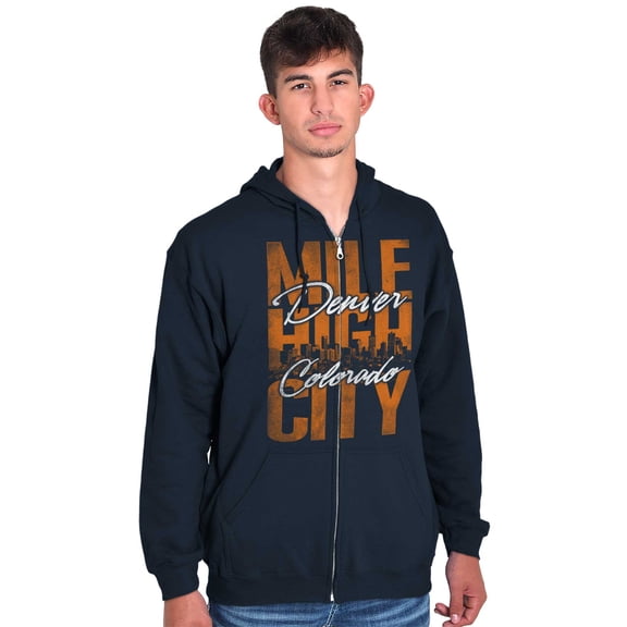 Mile High City Souvenir Denver CO Unisex Fleece Graphic Zip Up Hoodie Brisco Brands 2X
