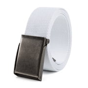 Canvas Web Belt | Cut to fit up to 52" | Flip-Top Matte Silver Nickel Buckle (White )