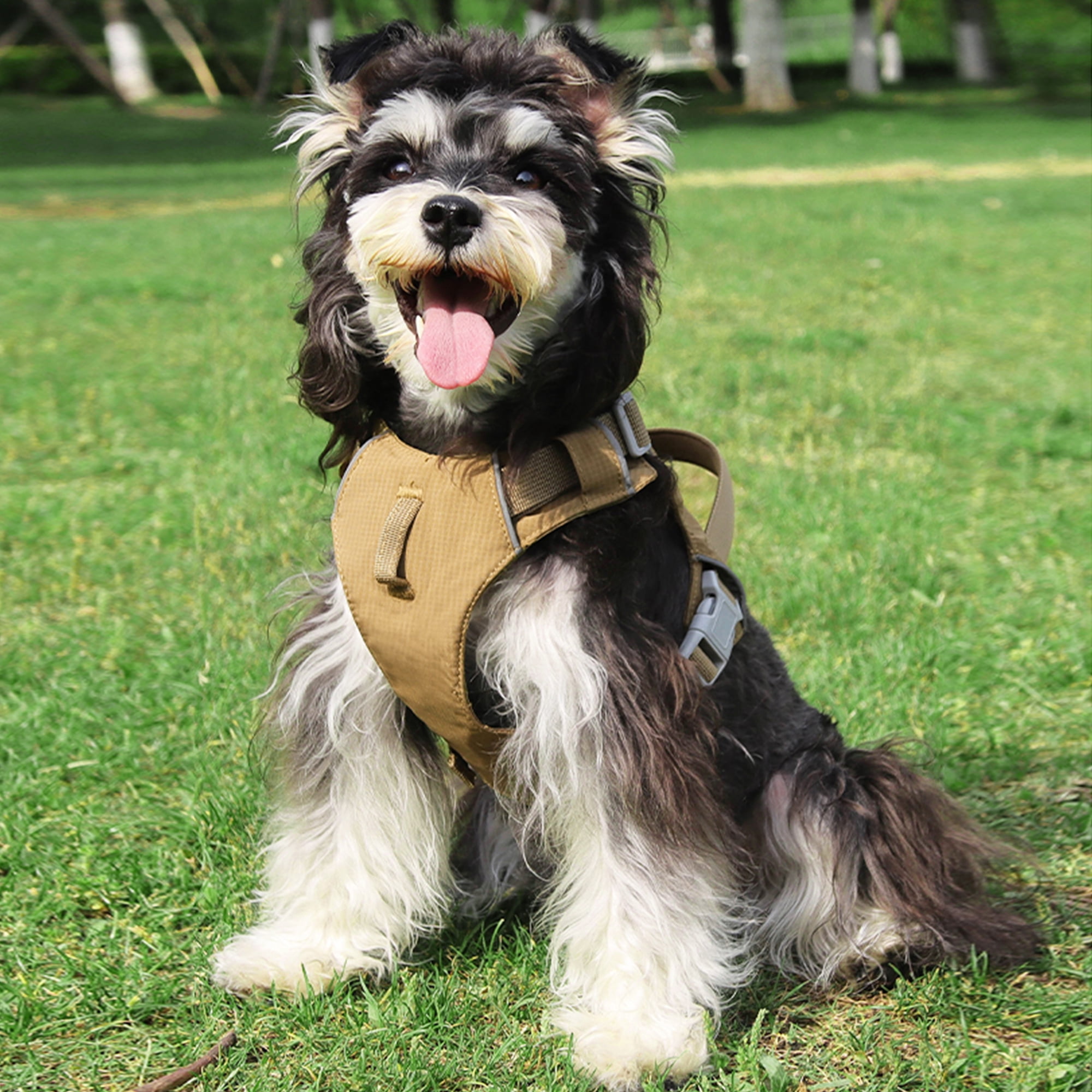 Mile High Life No Pull Dog Harness with Reflective Stripe, Adjustable Easy Get on Lightweight Harness for Small Medium Large Dogs Walking Running Training (Khaki, XL Chest 26"-37")