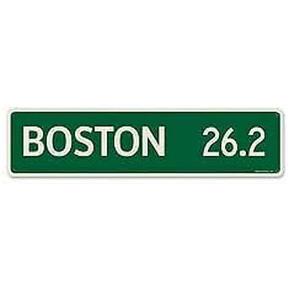 Mile Sign Boston Embossed Metal Street Metal Tin Sign 4"x16"