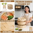 thumbnail image 1 of Milemduomar 10 inch Bamboo Steamer Basket Set with Chopsticks Ceramic Sauce Dishes Paper Liners,for Cooking, 1 of 9