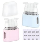 Milemduomar 4-in-1 TSA Approved Travel Bottle 2 Sets: Leak-Proof Refillable Containers for Shampoo,Conditioner,and Lotions-Blue & Pink