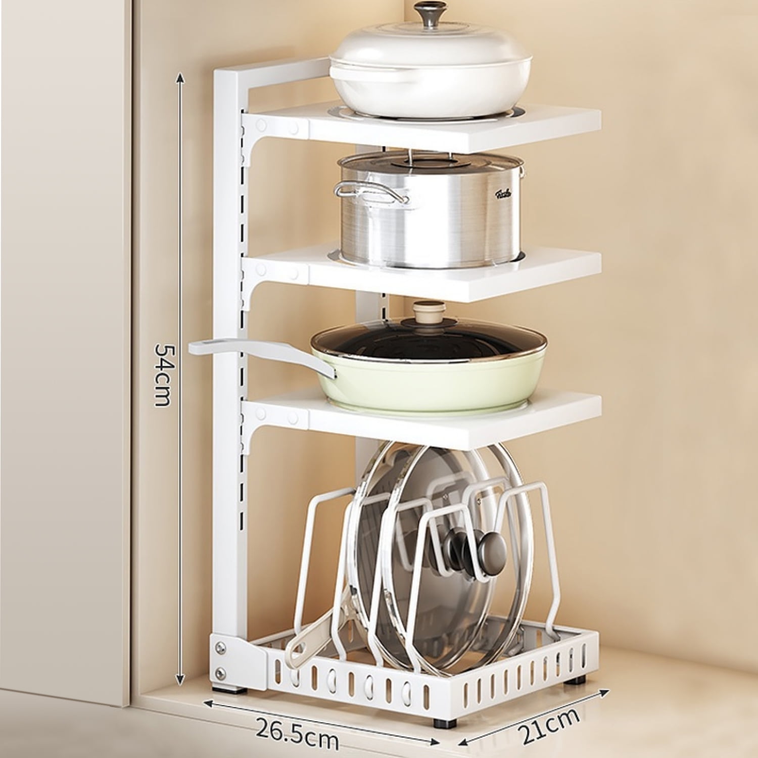 Milemduomar Adjustable Pots and Pans Rack 4 Tier Storage Rack for ...