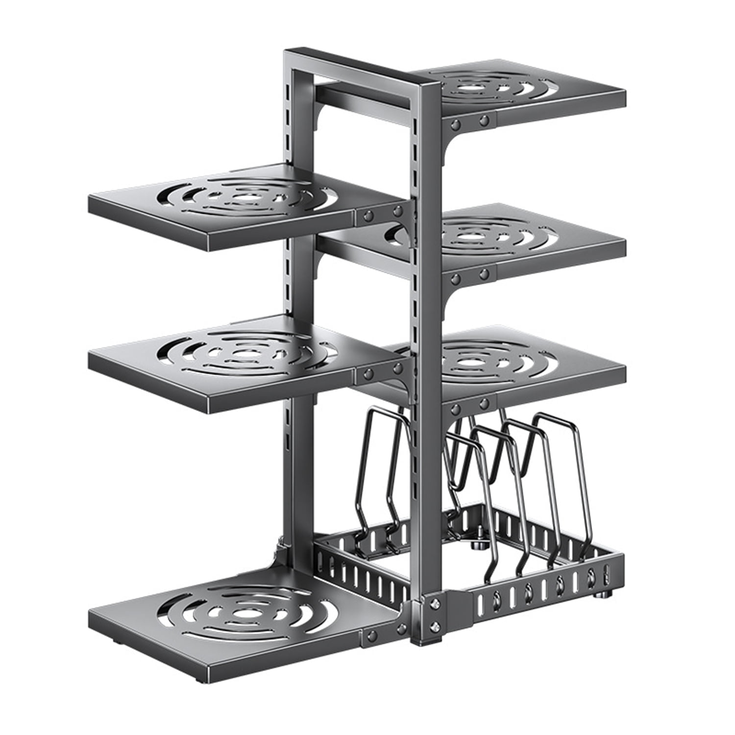Milemduomar Adjustable Under-Cabinet Pots and Pans Rack Organizer 7 ...
