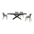 thumbnail image 1 of Rocco Upholstered Dining Chair in Taupe Gray and Black Faux Leather with Black Metal Legs - Set of 2, 1 of 6