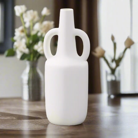 Milenne White Ring-Handled Ceramic Vase