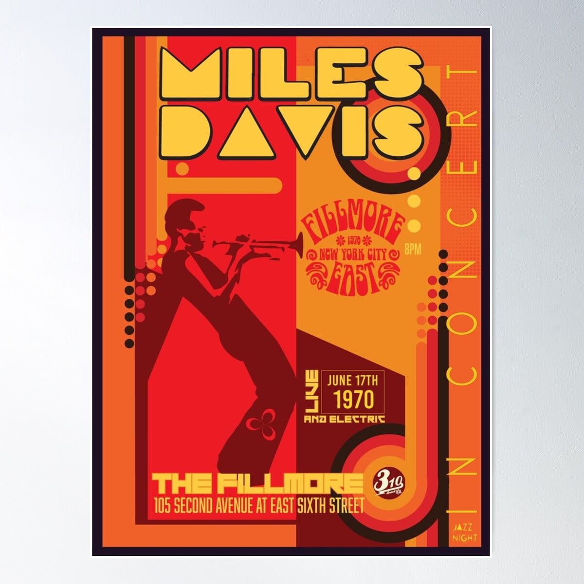 Miles Davis At The Fillmore Concert Poster Poster Wall Art, Modern
