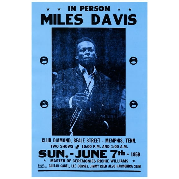 Miles Davis Concert Poster, Memphis, Tennessee, Jazz, Miles Davis, Art Print