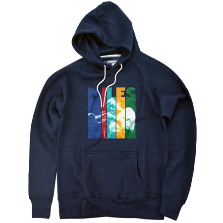 Miles Davis Miles Davis Lines Unisex Adult Slim Fit Pull-Over Heather Hoodie, Navy, Small