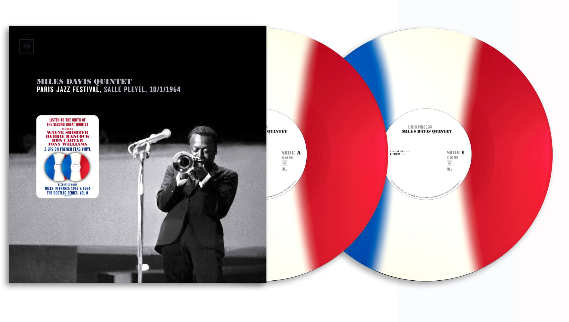 Miles Davis - Paris Jazz Festival, Salle Pleyel 10/1/1964 (2 LP) (140g Vinyl/ Blue, White & Red French Flag Inspired Vinyl) - Music & Performance