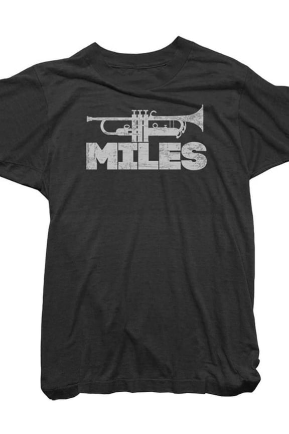 Miles Davis Signature T-Shirt for Men | Black Jazz Music Tee with White Miles Davis Name Print, Soft Breathable Crew Neck Short Sleeve Casual Shirt for Jazz Fans & Collectors, Slight Stretch Fabric,