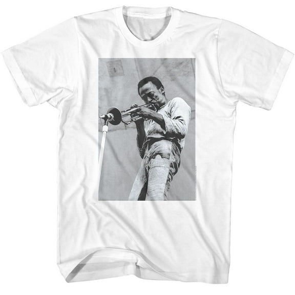 Miles Davis Trumpet Into Mic White T-Shirt