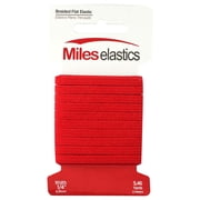 Miles Elastic Braided Flat Elastic, Braided Elastic, Strong Elastic, Elastic Sewing 1/4" (6,35 mm) by 5,46 Yards(5 Meter) Red | Strong Elastic/Machine Washable and Dryable | Oeko-TEX certificated
