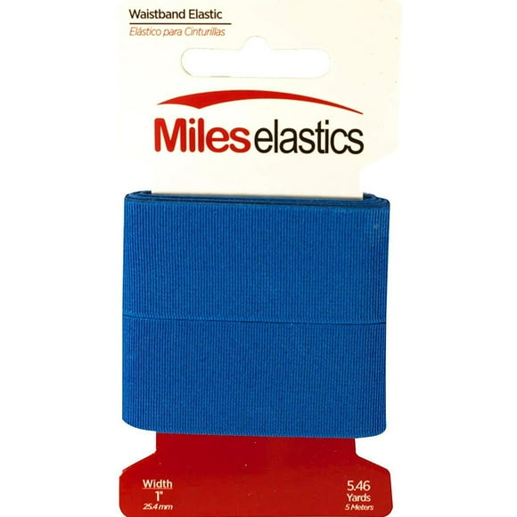 Miles Elastic Waistband Elastic, Braided Elastic, Strong Elastic, Elastic Sewing 1/2" (25,4 mm) by 5,46 Yards(5 Meter) Blue | Strong Woven Elastic/Machine Washable and Dryable | Oeko-TEX certificated