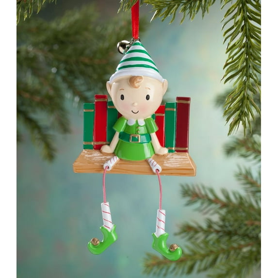 Miles Kimball Elf on Bookshelf Ornament