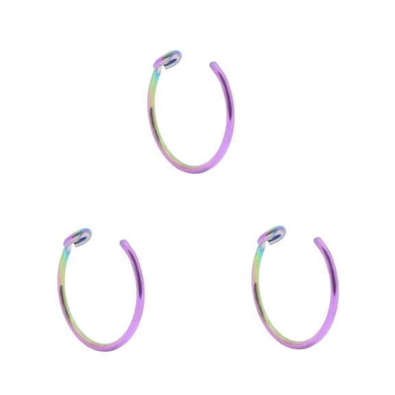 Fakes Nose Rings Clip On Halloween Faux Nose Rings for Women 20g Nose Ring Nose Hoop 20 Gauge 10mm Surgical Steel Faux Piercing Jewelry Rainbow 3pcs