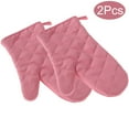 thumbnail image 1 of 2Pcs/Set Pink High-temperature Thick Hot Insulation Microwave Oven Gloves Cooking Cotton Oven Mitts Kitchen Home Supplies, 1 of 5