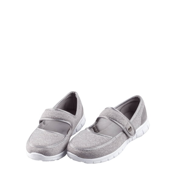 Miles Kimball Silver Steps Feather Lite Mary Jane Shoes, Gray Color