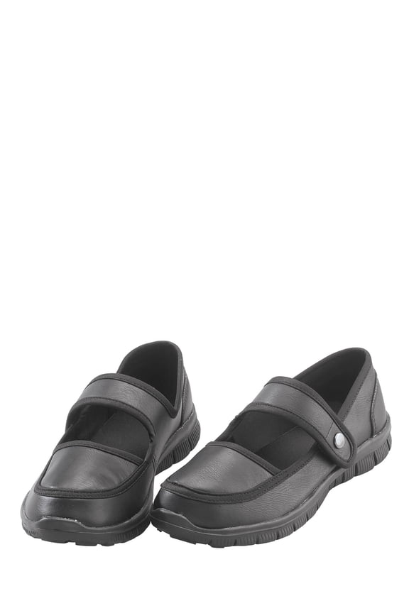 Miles Kimball Silver Steps Feather Lite Mary Jane Shoes, Gray Color