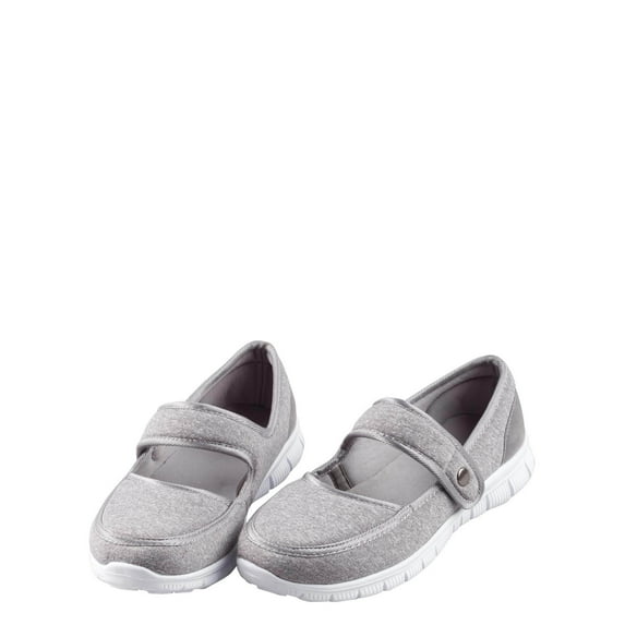 Miles Kimball Silver Steps Feather Lite Mary Jane Shoes, Gray Color