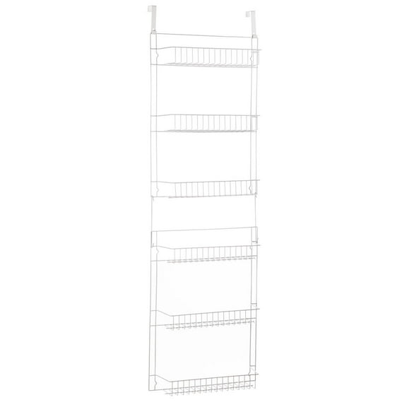 Miles Kimball Over The Door Kitchen Storage Organizer, White Vinyl-Coated Metal Wire - Measures 18 3/4" Wide x 52" High